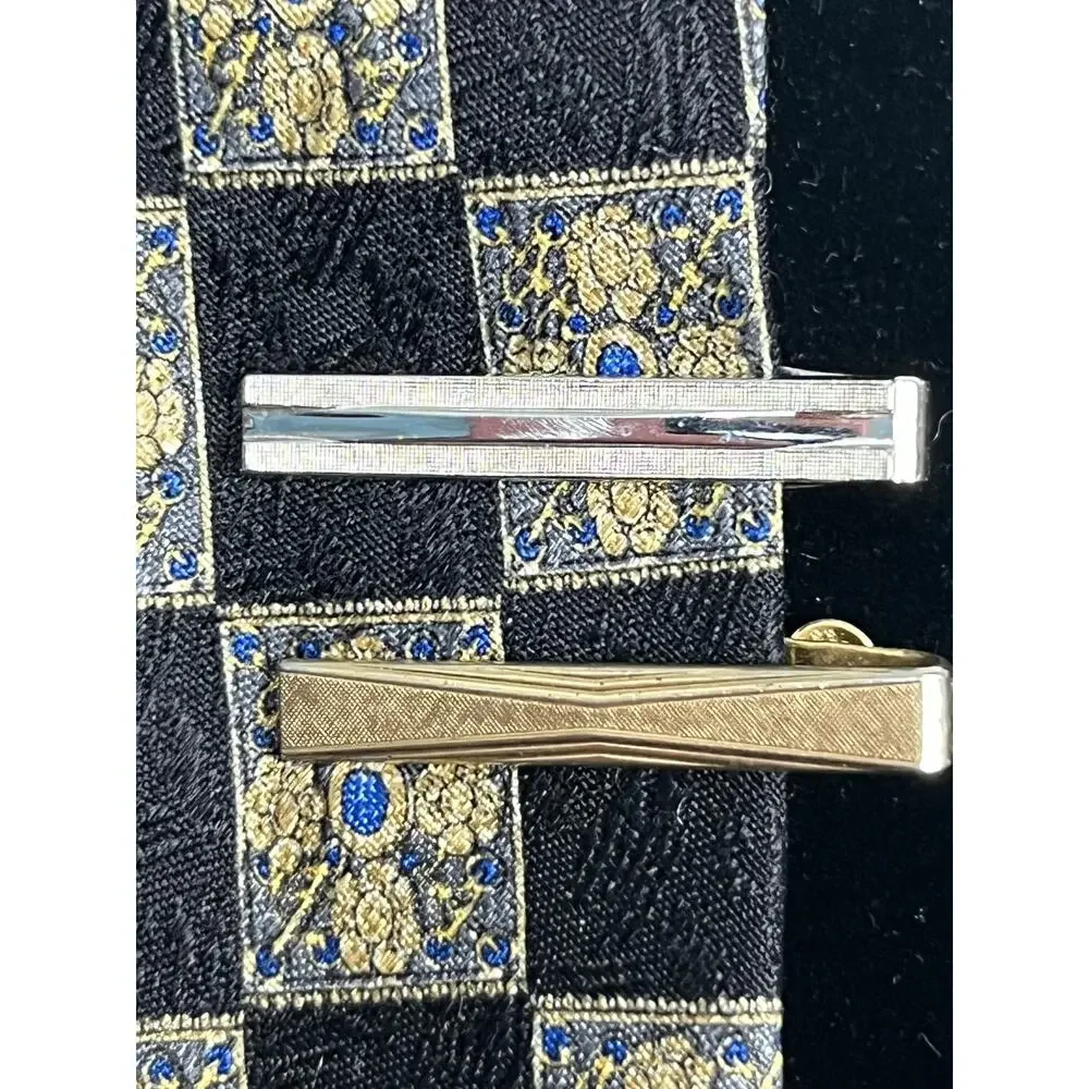 VTG Swank Tie Clips Lot of 2 Gold and Silver Tone